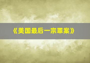 《美国最后一宗罪案》