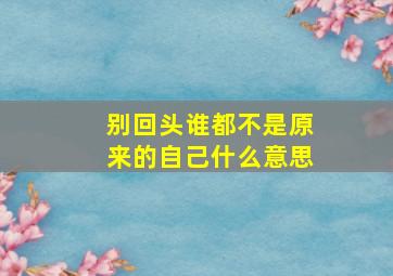 别回头谁都不是原来的自己什么意思