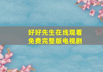 好好先生在线观看免费完整版电视剧