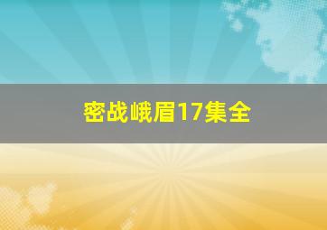 密战峨眉17集全