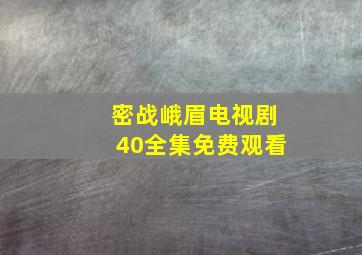 密战峨眉电视剧40全集免费观看