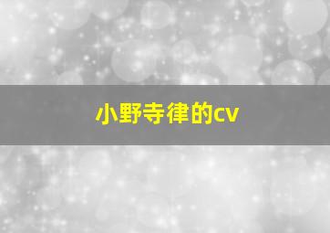 小野寺律的cv