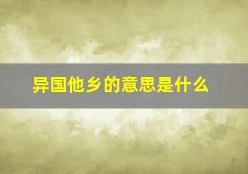 异国他乡的意思是什么