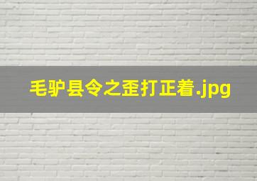 毛驴县令之歪打正着